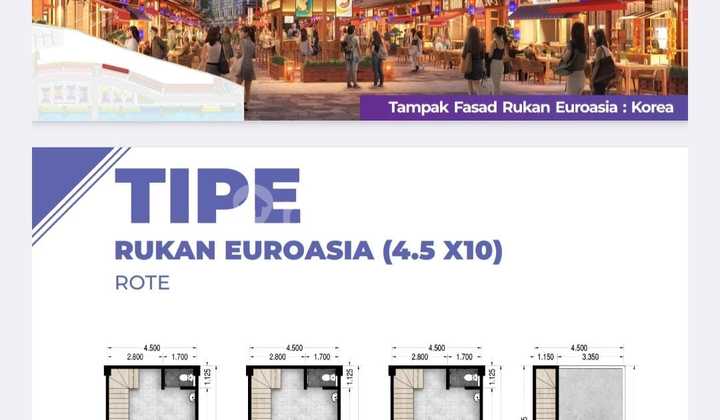 Jual Cepat!! Rukan Euroasia Type Korea Harga Murah Banget