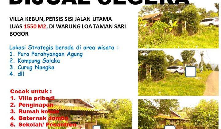 Tanah Wisata di Taman Sari, Bogor 1550 m² SHM 1