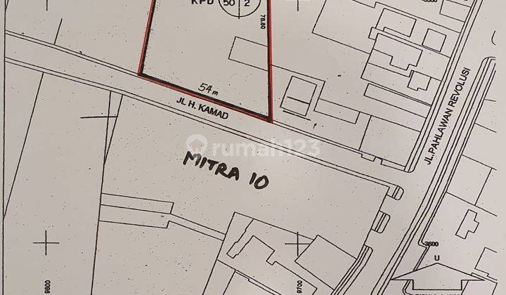 Disewa Tanah 3400m Lokasi Strategis Depan Jalan Raya Cocok Untuk Gudang Dan Usaha di Pondok Bambu, Jakarta Timur  2