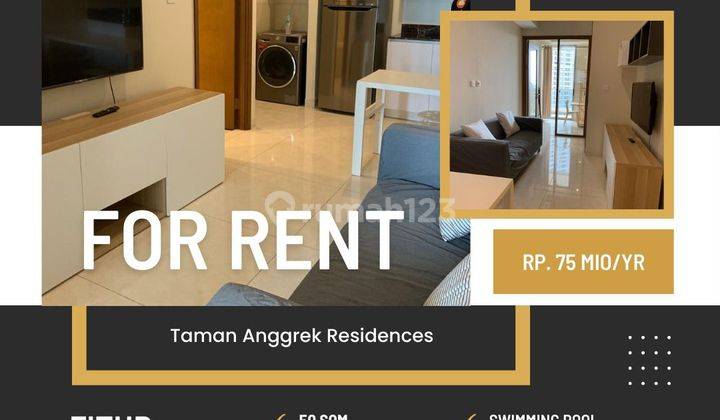 Disewakan Apartemen Murah di Taman Anggrek Residence 1br+ Furnish 1