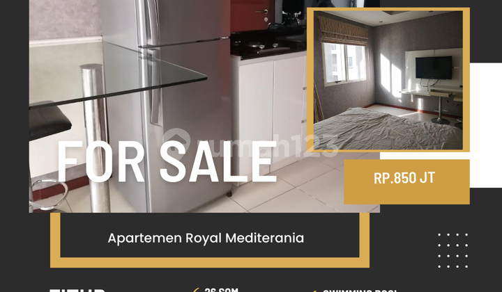 For Sale Royal Mediterania Apartment pool view furnished Studio ready to occupy West Jakarta