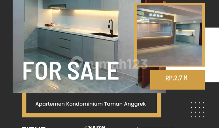 For Sale Condominium Apartment 3BR unfurnished pool view near CP and Neo Soho West Jakarta