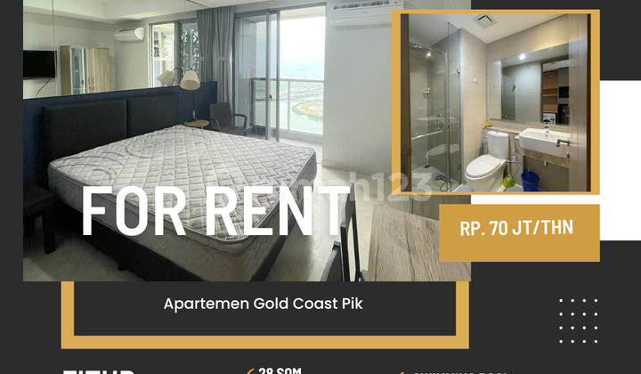 Sewa Apartemen Gold Coast PIK type studio full furnish siap huni best view jakart utara