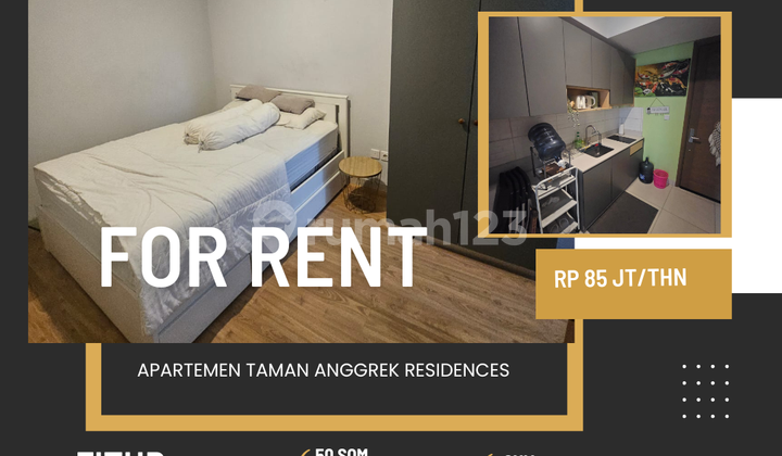 SEWA APARTEMEN TAMAN ANGGREK RESIDENCE TYPE 2 BR FULL FURNISH SIAP HUNI JAKARTA BARAT DEKAT 4MALL TA CP NEOSOHO DAN HUBLIFE