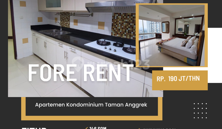 Rent Condominium Apartment 3BR Furnished Ready to Occupy West Jakarta