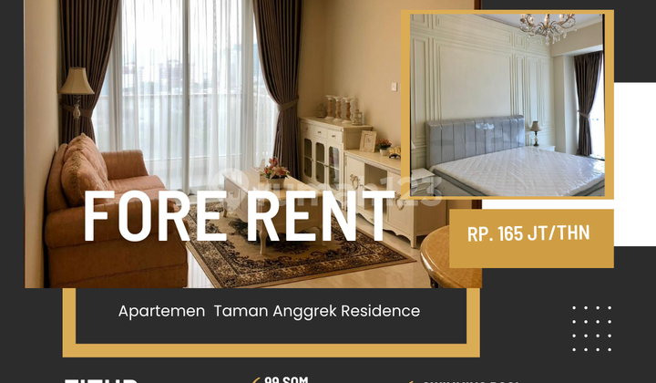 Cheapest Rent for Orchid Garden Residences 2BR Apartment, Furnished, Ready to Live, Strategic, Minimalist, West Jakarta