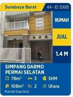 Termurah Rumah Simpang Darmo Permai Selatan Bu Saiap Huni  1