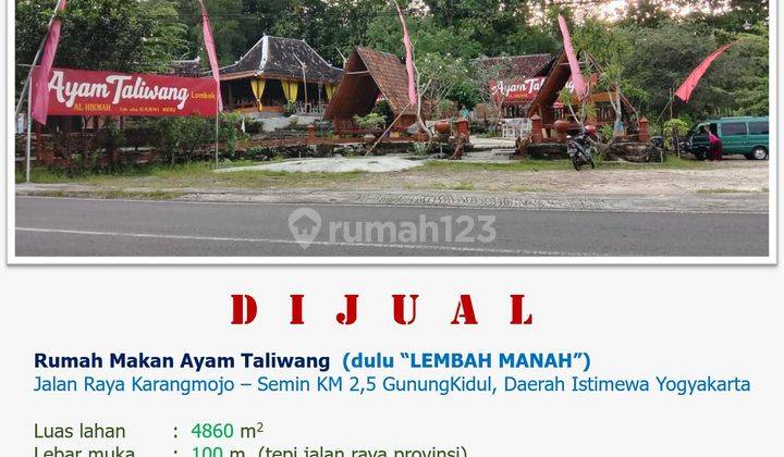 Dijual Restoran Sangat Strategis di Pinggir Jalan Utama di Gunung Kidul  Yogyakarta 1