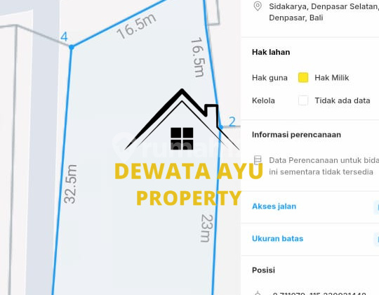 Lahan Premium 6 Are Posisi Hook Cocok untuk Kost di Sidakarya