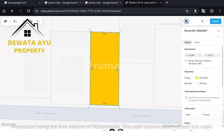 LAHAN PREMIUM DAN STRATEGIS LUAS 300M2 ZONA PEMUKIMAN DI PANJER 2