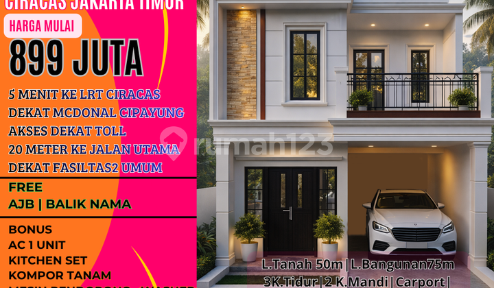 Rumah Strategis Hanya 5 Menit LRT Ciracas,Hanya 20 Meter Jl Utama Rumah Strategis Hanya 5 Menit LRT Ciracas,Hanya 20 Meter Jl Utama