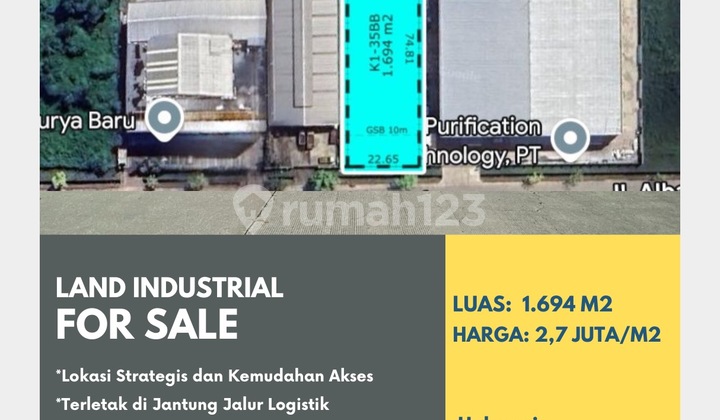 FOR SALE INDUSTRIAL LOT 1,694 M2 IN LIPPO CIKARANG INDUSTRIAL ESTATE FOR SALE INDUSTRIAL LOT 1,694 M2 IN LIPPO CIKARANG INDUSTRIAL ESTATE