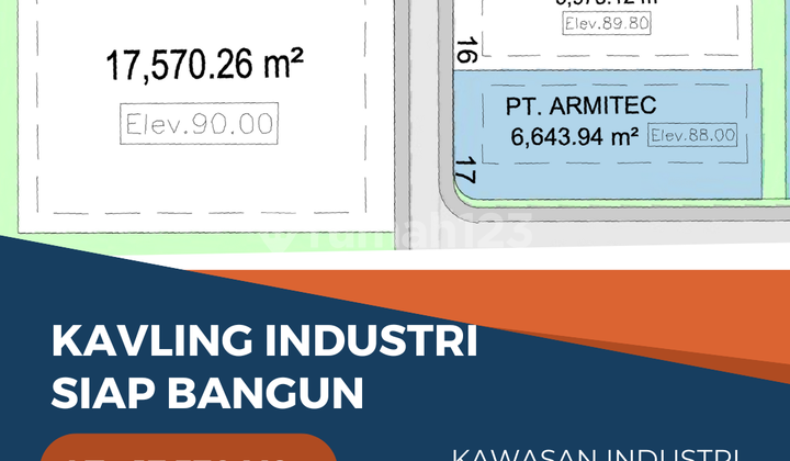 Dijual Kavling Industri Premium 1,7 Hektar
