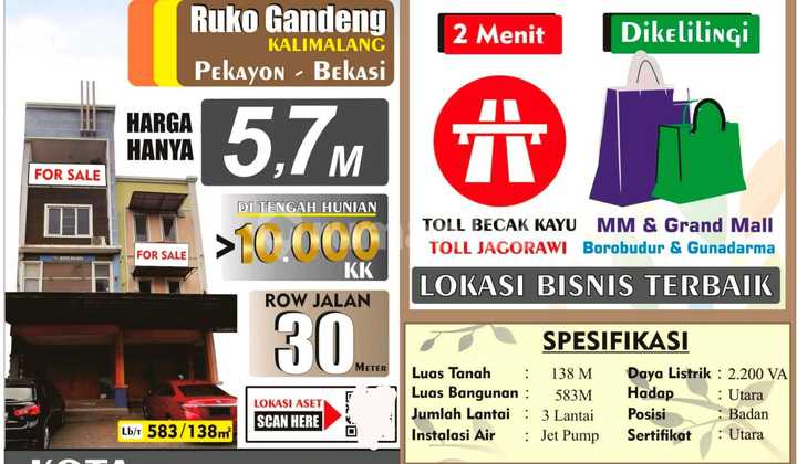 Three-Story Attached Shophouse in Pekayon, Bekasi 1