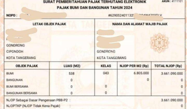 Dijual Tanah Siap Pakai Gondrong Cipondoh Kota Tgr  2