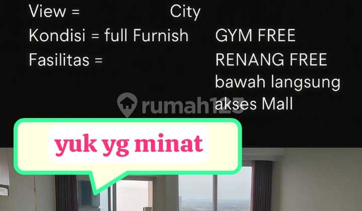 For Rent Apartment Sedayu Studio Fully Furnished Tidy Ready to Occupy 1