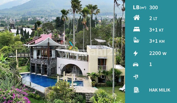 Dijual Vila Mewah Furnis + Private Pol Di Klub Bunga Resort, Batu