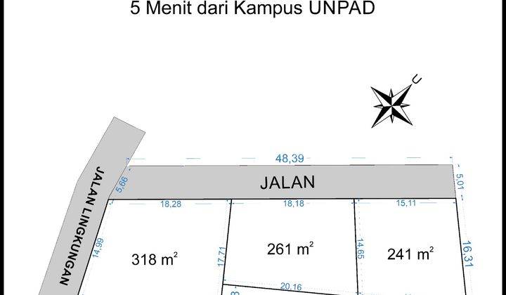 Tanah Dijual Jatinangor 7 Menit Kampus Unpad Luas 261 M2 SHM 1