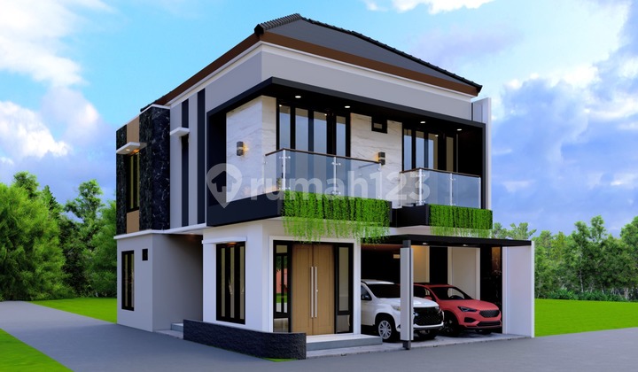 Rumah Mewah Modern 2 Lantai Hook dengan Kolam Renang Dalam Cluster 7 Unit Premium di Maguwoharjo Depok Sleman Dekat Lottemarton Progres Finishing 2