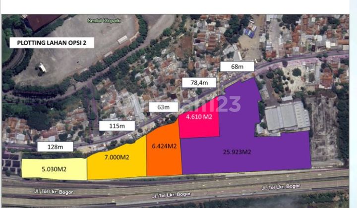 Dijual Tanah Luas Pinggir Tol Sentul