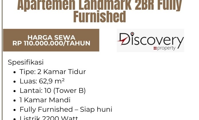 Di SewakanApartemen Landmark Residence 2BR Full Furnished Siap Huni Siap pakai 2