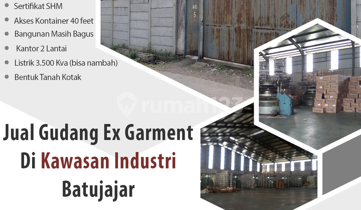 Gudang EX pabrik Di Kawasan Industri Batujajar Bandung Barat ada kantor akses masuk kontainer