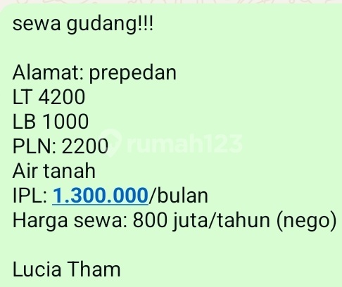Warehouse Rental (800 Million) Prepaid in Kalideres Unfurnished SHM Warehouse Rental (800 Million) Prepaid in Kalideres Unfurnished SHM