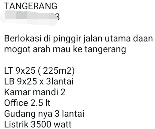 Warehouse for Sale (5.3 Billion) 300.0 m² Unfurnished SHM in Batu Ceper