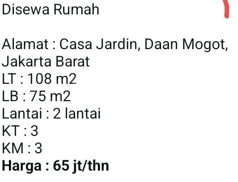 Sewa Rumah (65 Juta)Casa Jardin, Daan Mogot. Jakarta Barat Sewa Rumah (65 Juta)Casa Jardin, Daan Mogot. Jakarta Barat