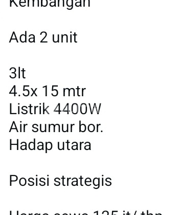 Sewa Ruko (125 Juta) 100.0 M² Unfurnished di Kembangan SHM