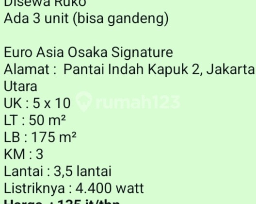 Sewa Ruko Baru (135 Juta) di Pantai Indah Kapuk 2 50.0 M² Unfurnished SHM Sewa Ruko Baru (135 Juta) di Pantai Indah Kapuk 2 50.0 M² Unfurnished SHM