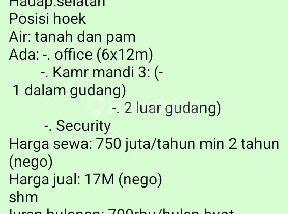 Lease (750 Million) and Sale (17 Billion) New Warehouse in Kapuk Kamal 915.0 m² Unfurnished Freehold
