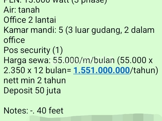 Warehouse Rental 155100xxxx Cikupa Warehouse