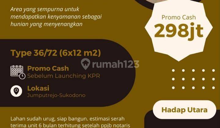 Rumah 1 lantai dekat puskesmas Sukodono promo cash siap bangun 1