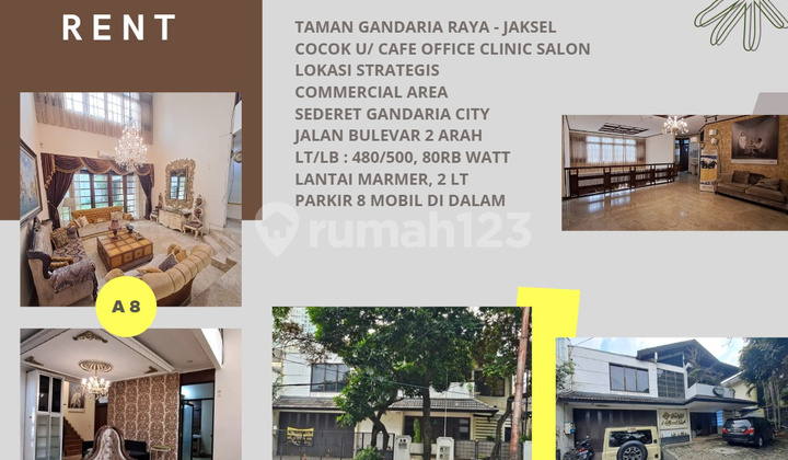 For Rent Commercial Area House Suitable for Clinic/Coffee Shop Business in Kebayoran Baru Area 1