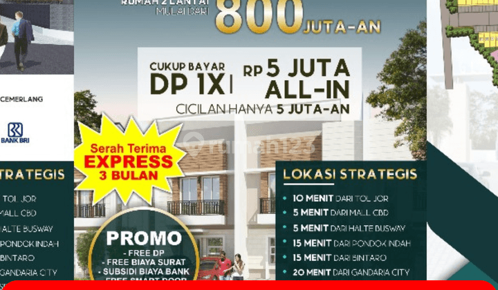 Dijual Rumah Murah Dekat Jaksel di Gladiola Residence Cipadu 1