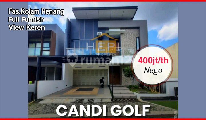 Rumah Super Mewah Fas Kolam Renang, Furnish, View Di Candi Golf 1