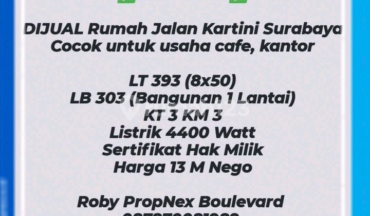 Jarang Ada, Rumah Jalan Kartini Surabaya Dkt Diponegoro 1