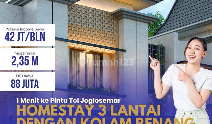 Dp 88 Juta Cicilan 300 Ribu/hari, Homestay Jogja Income 42jt/bln, Strategis 1 Menit Tol & Jcm Mall 1