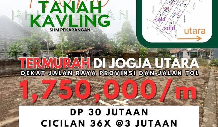 Tanah di Sleman Termurah Hanya 1,75Jt Mtr 1