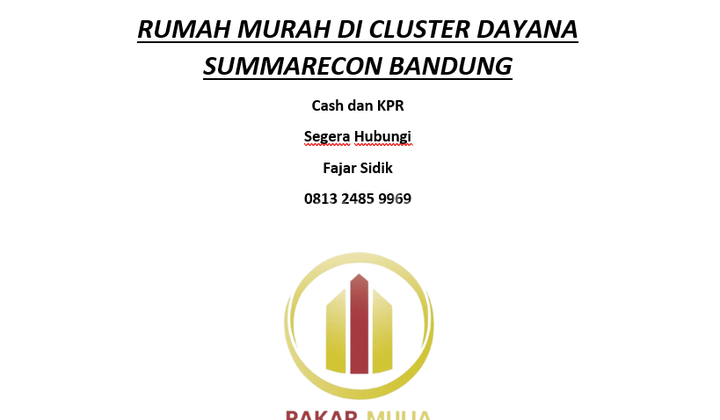 Rumah Bagus SHM di Summarecon Bandung Cluster Dayana Rumah Bagus SHM di Summarecon Bandung Cluster Dayana