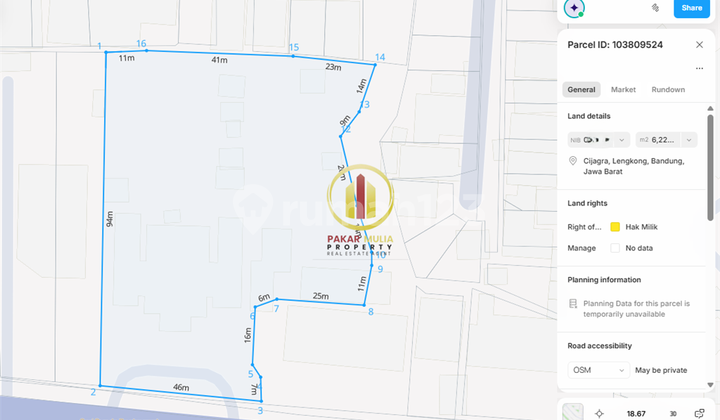 Land 6220 m2, Certificate of Ownership (SHM), Soekarno Hatta, Bandung