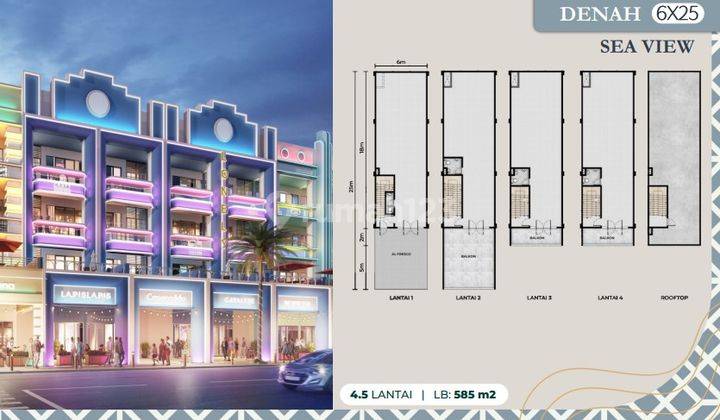 Ruko Pik 2 Dijual Soho Miami Ocean Drive Uk 6X25 4.5 Lantai Sea View Ada Rooftop Bisa Cicilan 1