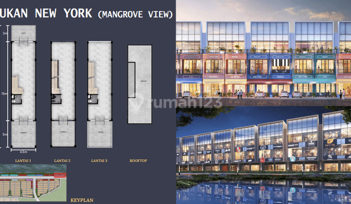 Ruko Dijual Pik Marina Bay Tipe New York 4.5X23 View Mangrove 3.5 Lantai Bisa Cicilan 1