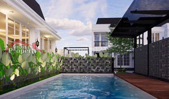 Rumah 3 Lantai Tropical + Rooftop Fasilitas Pool Bambu Apus Cipayung 3