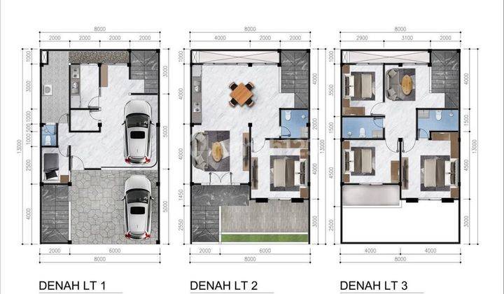 Rumah 3 Lantai Tropical + Rooftop Fasilitas Pool Bambu Apus Cipayung 8