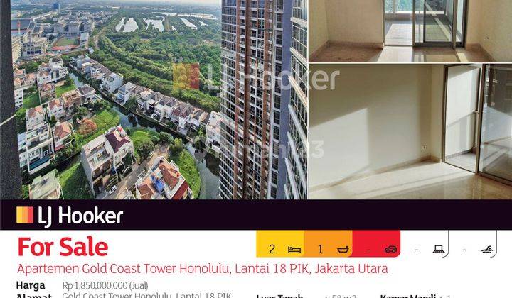 Apartemen Gold Coast Tower Honolulu, Lantai 18 Pik, Jakarta Utara 2