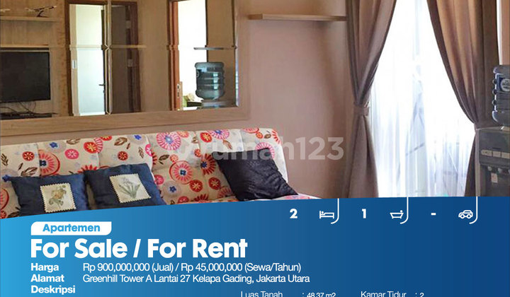 Apartemen Greenhill Tower A Lantai 27 Kelapa Gading, Jakarta Utara 2