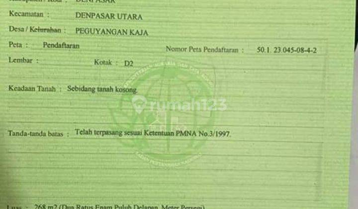 Dijual sebidang tanah kosong posisi Hook lokasi jalan astasura denpasar utara dekat warung subak
 4