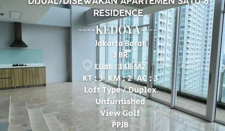 Disewakan Apartemen Satu8 Residence 3 Br Unfurnished, Kedoya.jakarta Barat 1